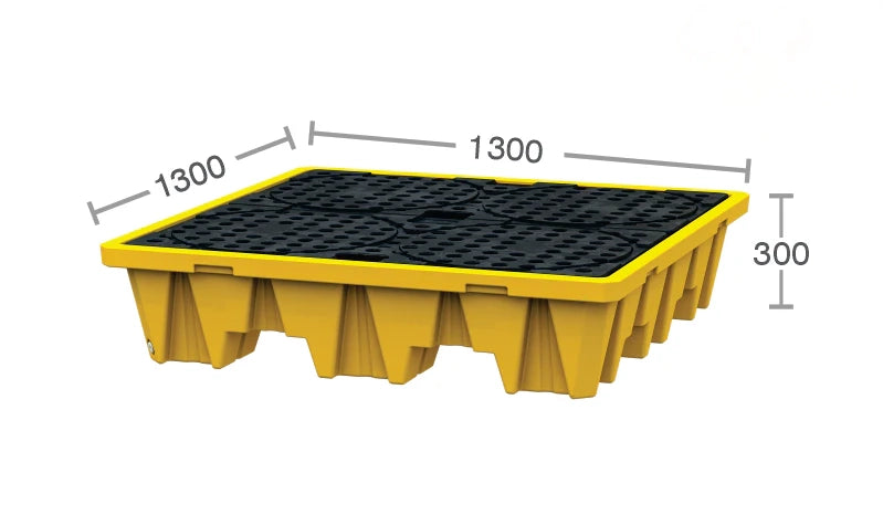 4 Drum Spill Pallet - 225L DIBT Approved Polymer