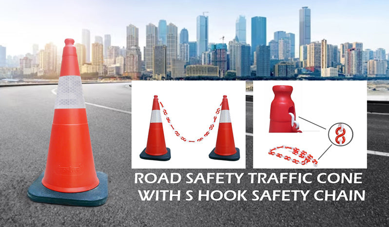 25 meter S Hook Type Plastic Safety Cone Chain (Red and White)