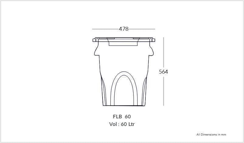 Round Bin 60 Sloping Lid