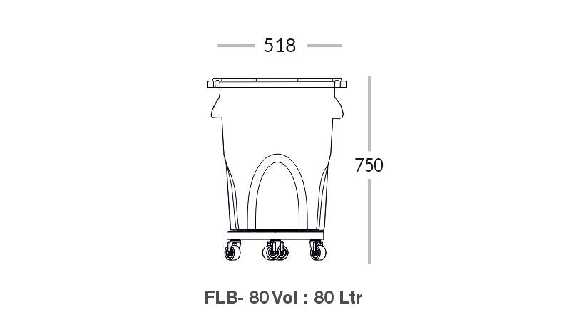 Round Bin 80L Flat Lid with Dolly