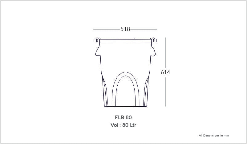 Round Bin 80L Flat Lid