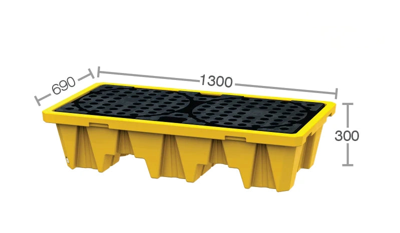 2 Drum Spill Pallet - 125L DIBT Approved Polymer