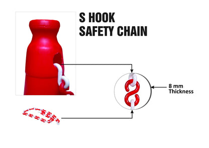 25 meter S Hook Type Plastic Safety Cone Chain (Red and White)