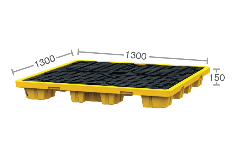4 Drum Spill Pallet - 70L DIBT Approved Polymer