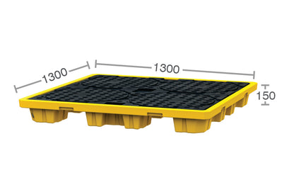 4 Drum Spill Pallet - 70L DIBT Approved Polymer