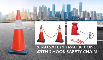 25 meter S Hook Type Plastic Safety Cone Chain (Red and White)
