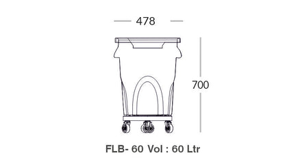 Round Bin 60 Sloping Lid with Dolly
