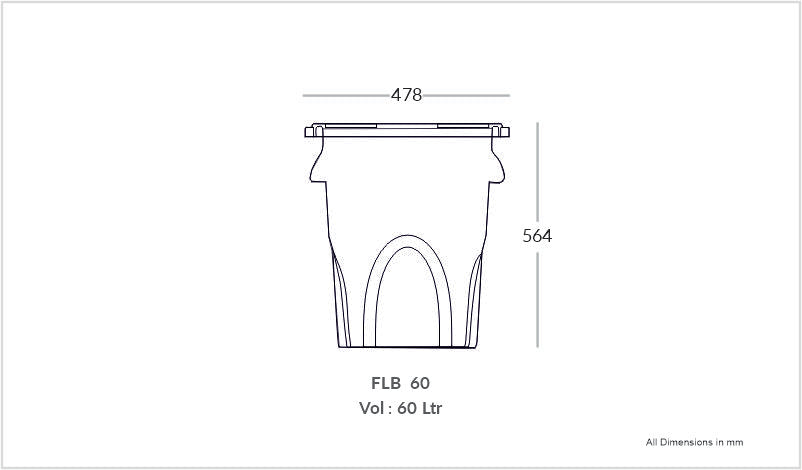 Round Bin 60L Flat Lid