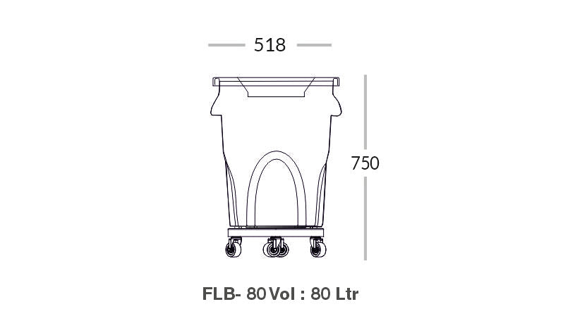 Round Bin 80 Sloping Lid with Dolly