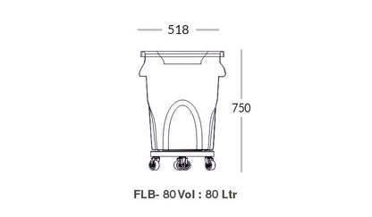 Round Bin 80 Sloping Lid with Dolly
