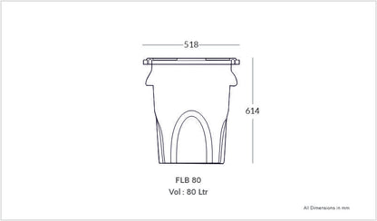 Round Bin 80L Flat Lid