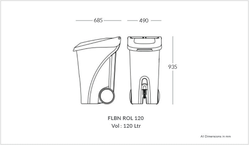 120 Liter Foot Operated Pedal Bin
