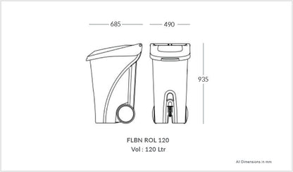 120 Liter Foot Operated Pedal Bin