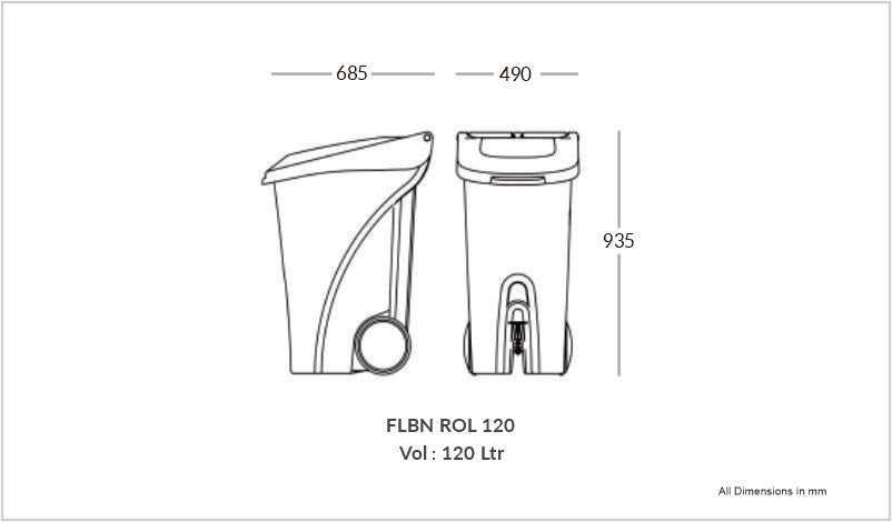 Bio Medical 120 Liter Foot Operated Pedal Bin