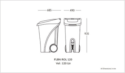 Bio Medical 120 Liter Foot Operated Pedal Bin