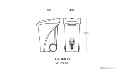 90 Liter Foot Operated Pedal Bin