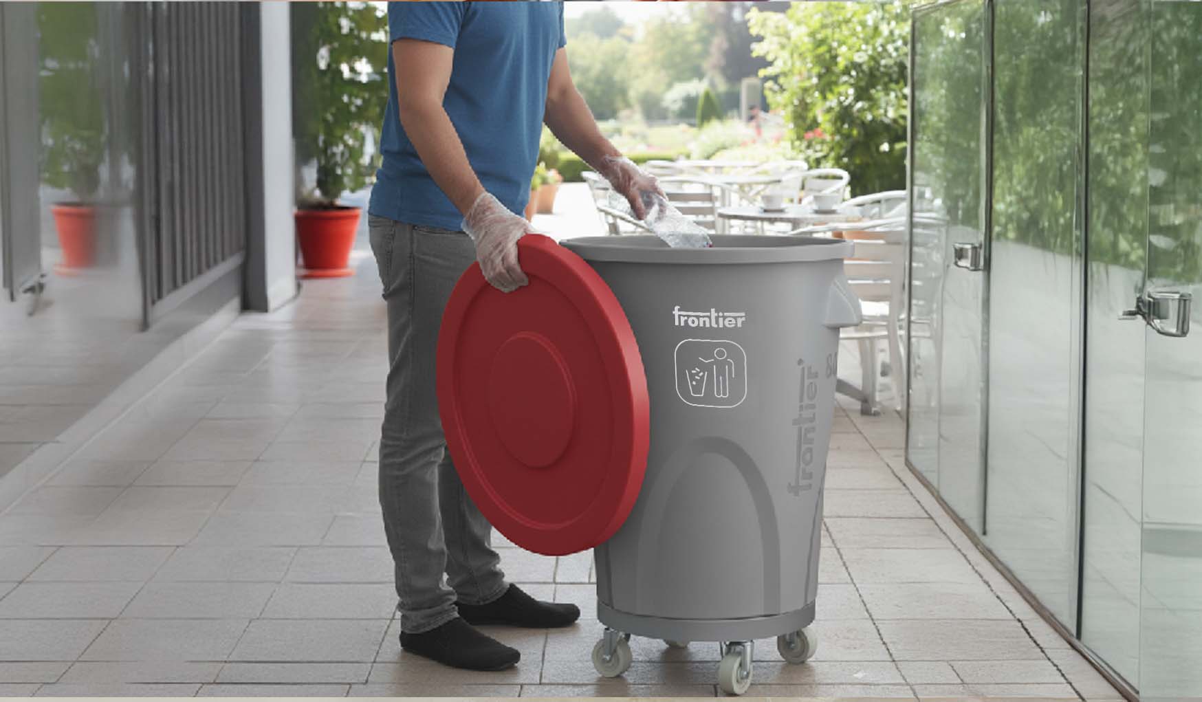 Round Bin 80L  Flat Lid with Dolly