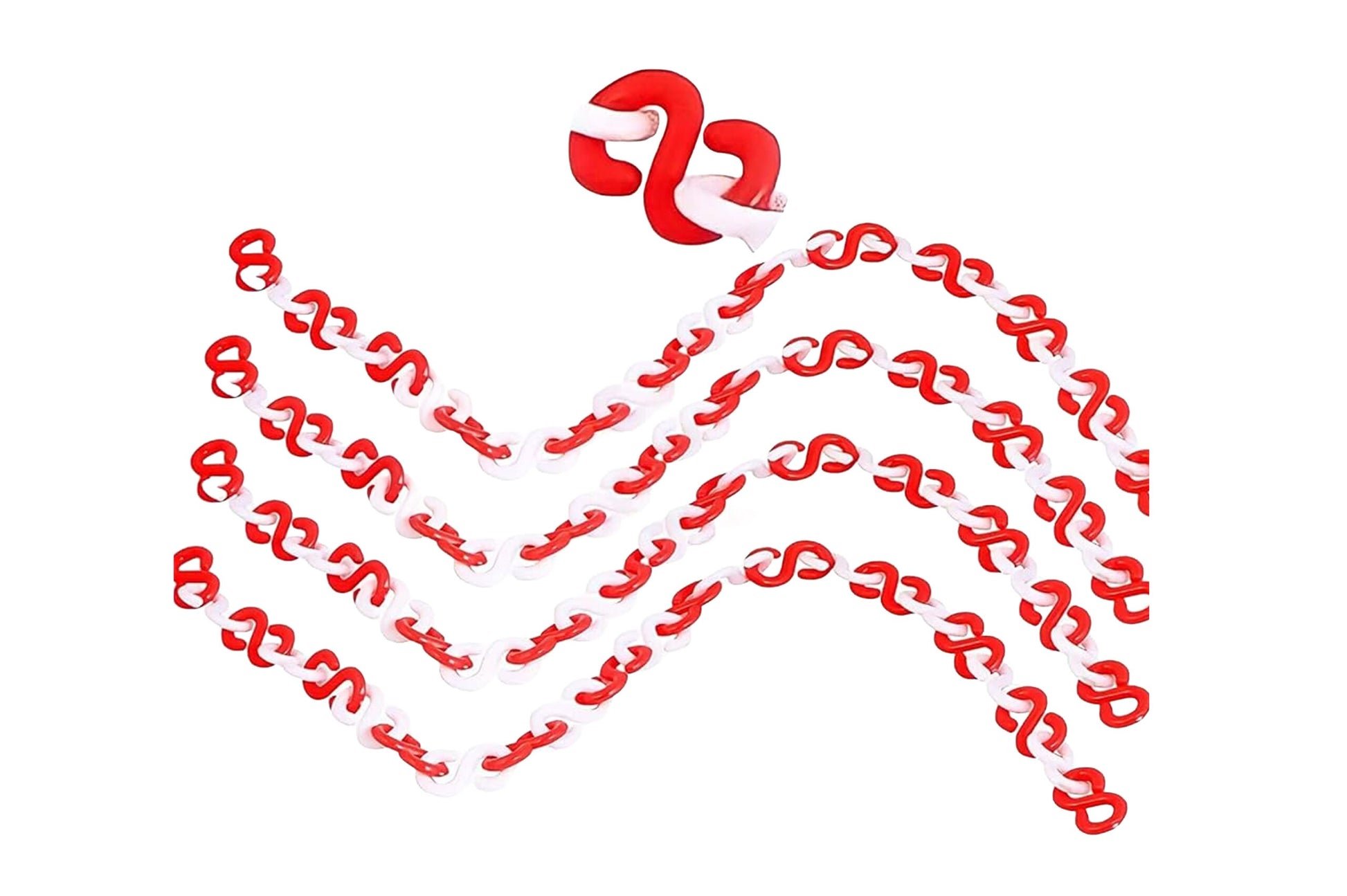 25 meter S Hook Type Plastic Safety Cone Chain (Red and White)